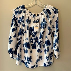 Michael Michael Kors Blue Watercolor Ruffle Dress, Size Small